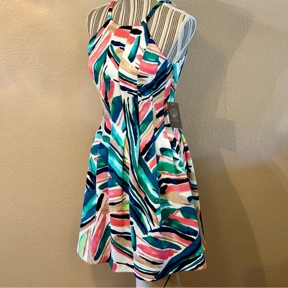 NWT Vince Camuto Dress Size 2 Abstract Watercolor Print Fit & Flare Scuba fabric - Picture 7 of 16